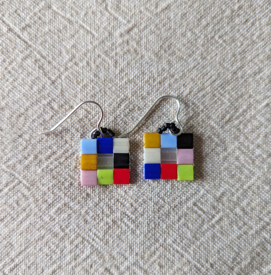 Pixel Earrings | Mini | Multi-coloured Window